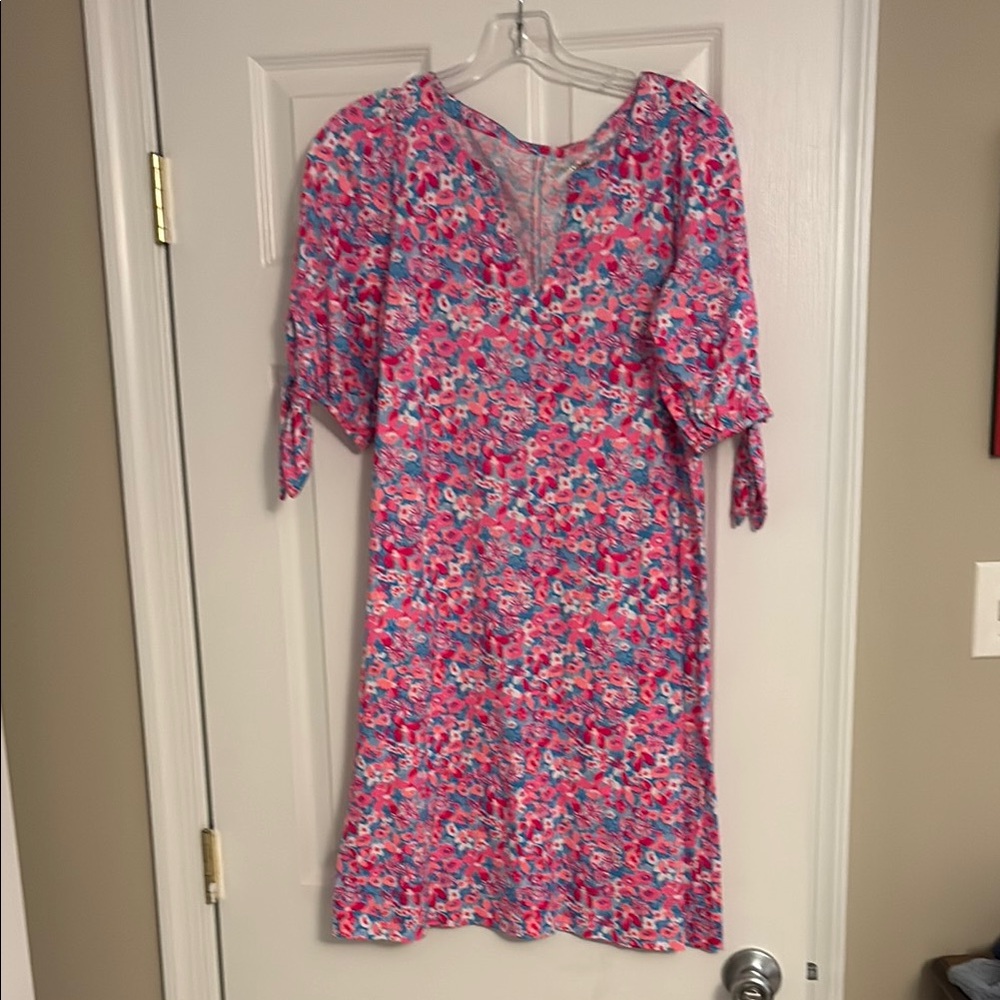 Lilly Pulitzer Pink and Blue Floral Midi Dress
